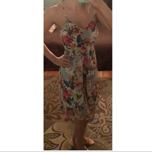 Floral asymmetrical hem Venus strap dress